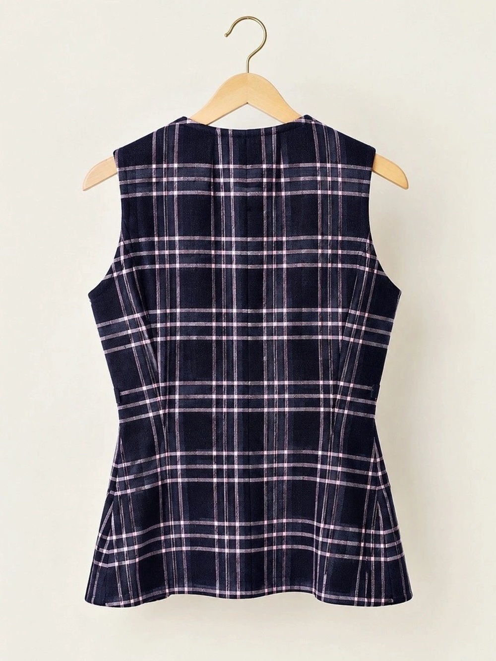 Smythe Duchess Blazer in Navy Plaid Three-Piece Suit Blue & Lavender Size 2/4 - Picture 5 of 11